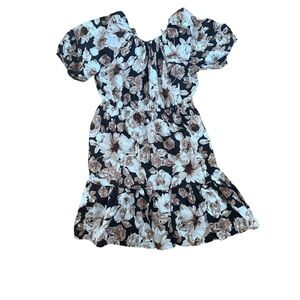 Rails Khloe Sepia Roses Puff Sleeve Dress